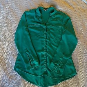 Express. Aqua Green. Portofino Blouse. Medium.